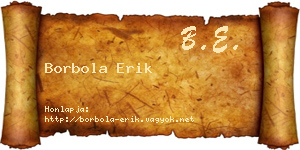 Borbola Erik névjegykártya